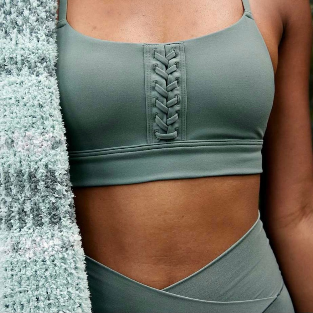 OFFLINE By Aerie Real Me BLACK Lace Up Sports Bra